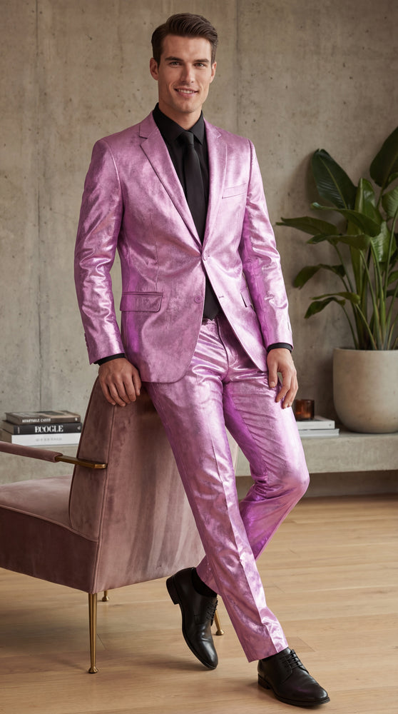 Shiny Metallic Party Lavender Suit