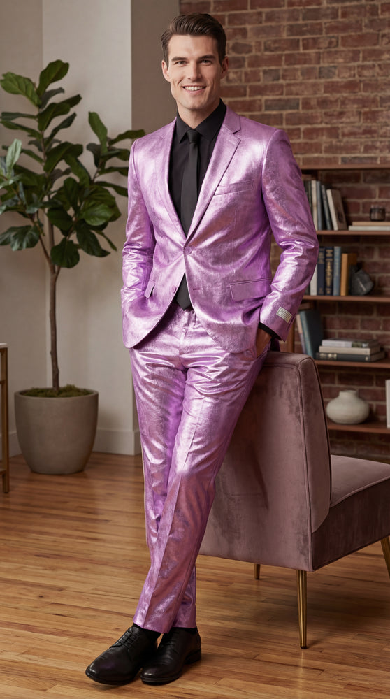 Shiny Metallic Party Lavender Suit