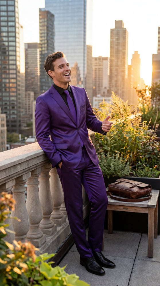Shiny Metallic Party Blue Suit