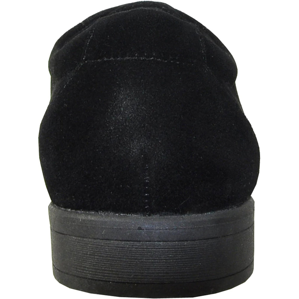 Bravo Mens Formal Suede Style Wedding & Prom Cap Toe Dress Shoe in Black