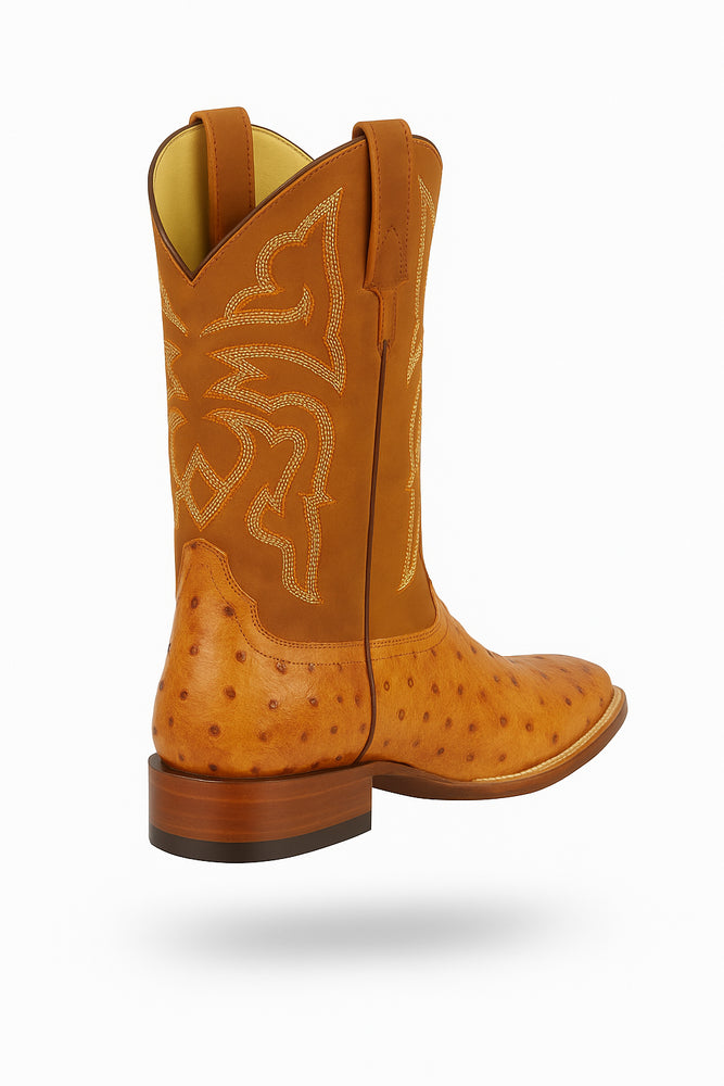 Men's Los Altos Ostrich Skin Wide Square Toe Boots - B