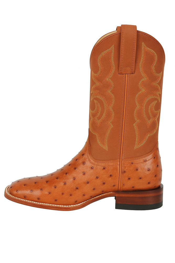 Men's Los Altos Ostrich Skin Wide Square Toe Boots - B