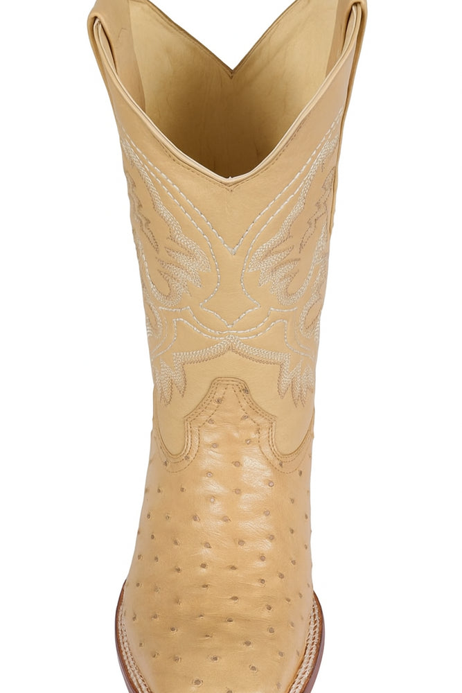 Men's Los Altos Ostrich Skin Wide Square Toe Boots - B
