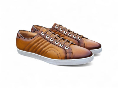 Primo Hand Burnished Leather Sneakers Carrucci