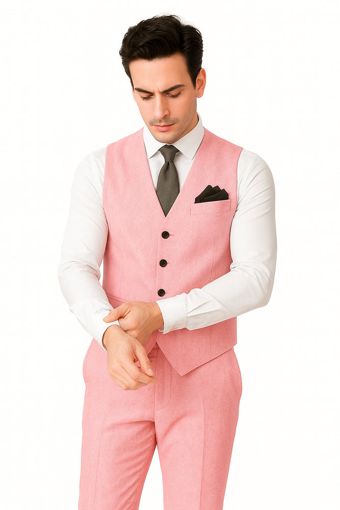 Groomsmen Summer Beach Prom 2026 Pink Vest and Pants Set