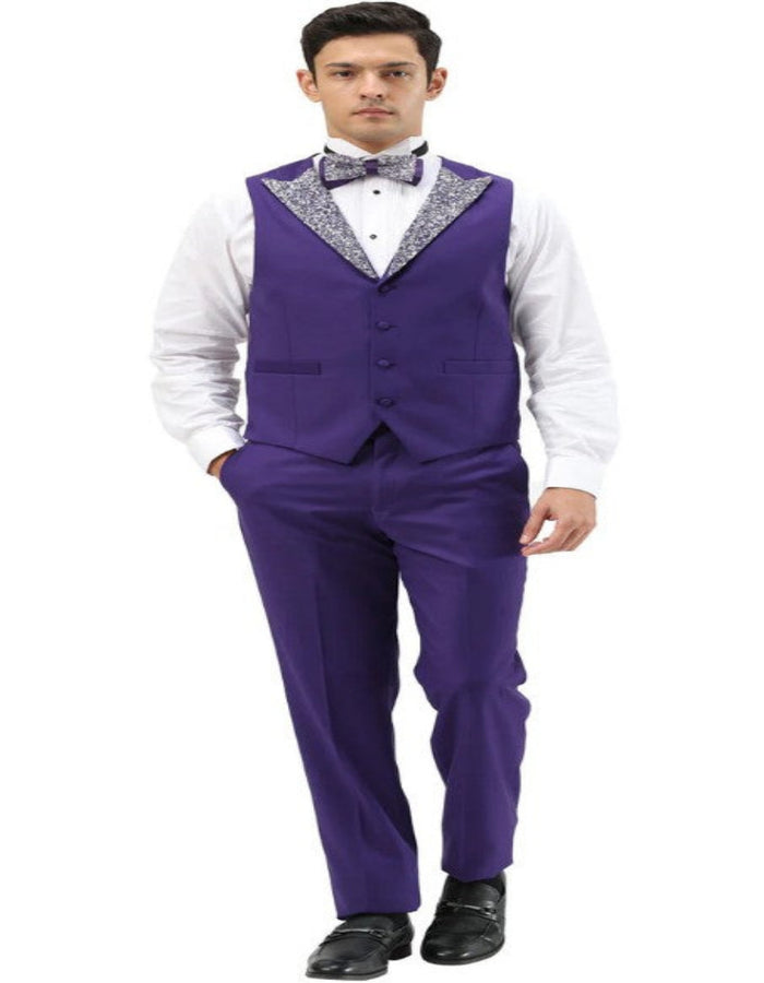 Purple Prom Tuxedo - Perfect Wedding Suit Vested Rhinestone sequin Labelled