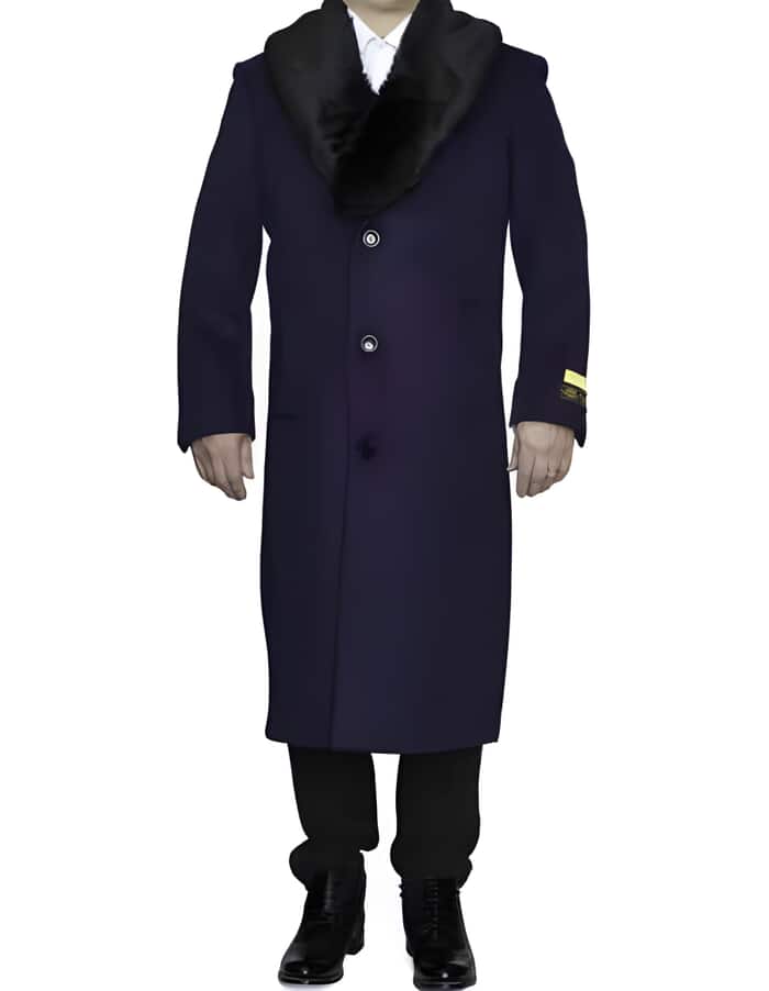 Men's Purple 3/4 Length Overcoat - 3 Button Dress Coat (34" Long)