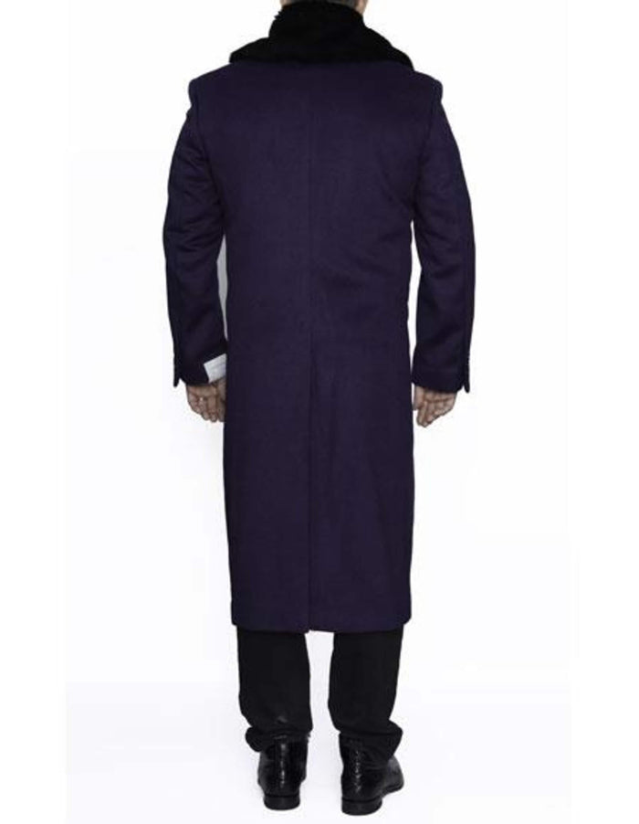Men's Purple 3/4 Length Overcoat - 3 Button Dress Coat (34" Long)