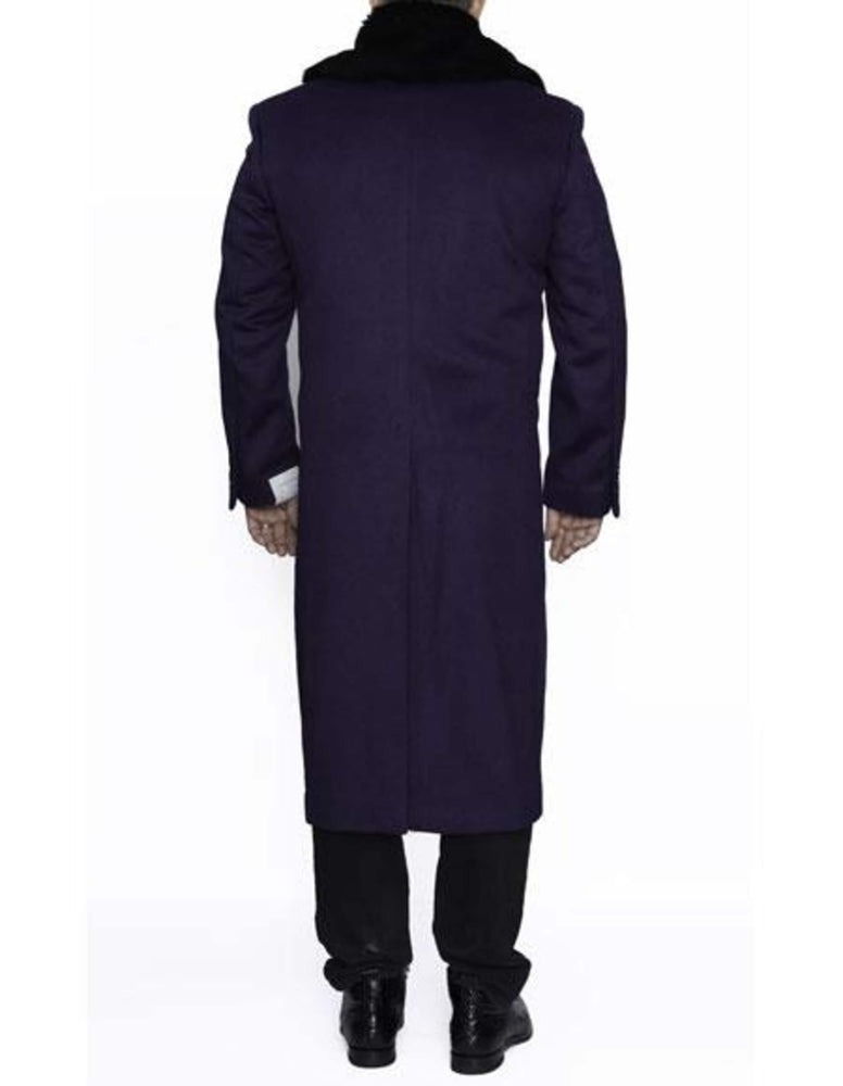 Men's Purple 3/4 Length Overcoat - 3 Button Dress Coat (34" Long)