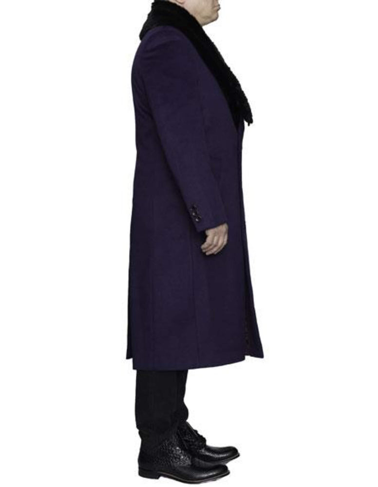 Men's Purple 3/4 Length Overcoat - 3 Button Dress Coat (34" Long)
