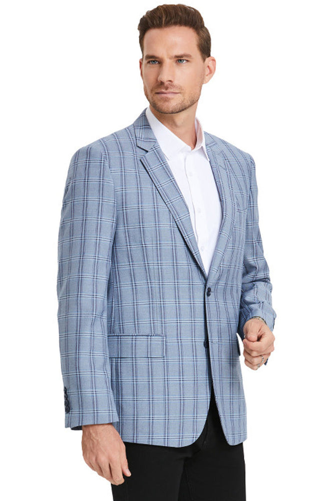 Men's Navy Windowpane Sport Coat by Tazzio Suits