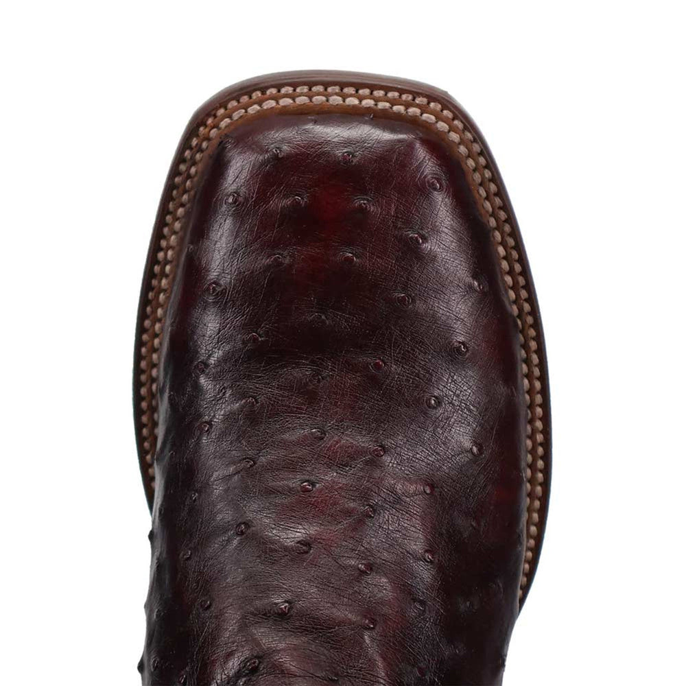 Dan Post Men’s Alamosa Black and Cherry Full Quill Ostrich Boots
