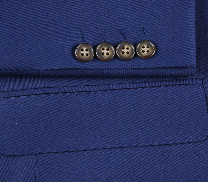 Half Canvas Wool Dress Suit Modern Fit 2 Piece in Blue