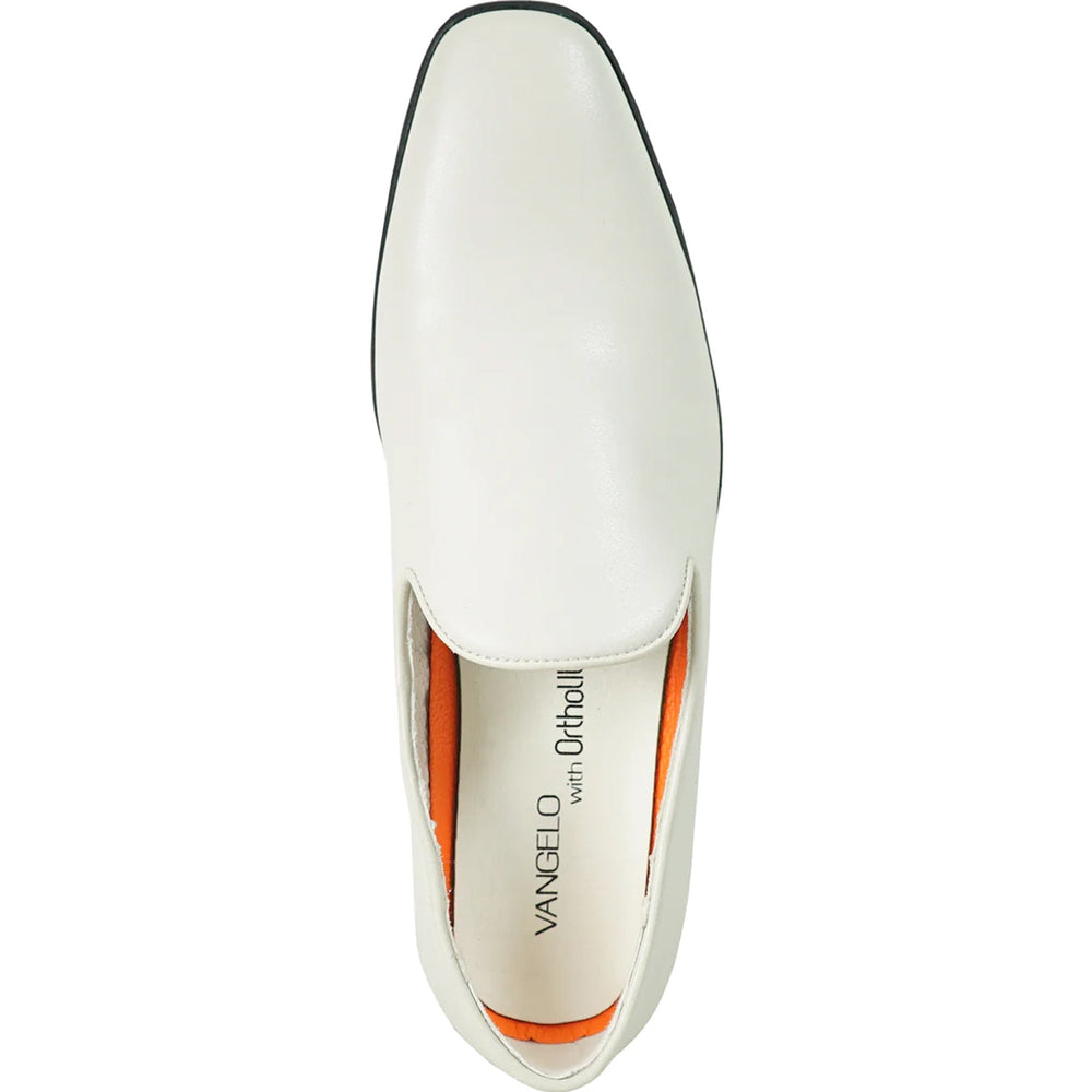 Bravo Mens Classic Plain Toe Slip on Loafer Dress Shoe in Ivory