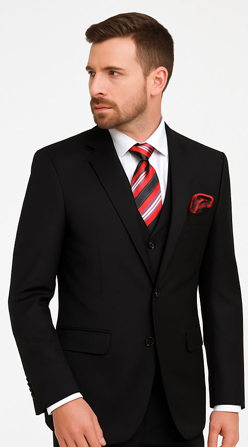 Black 3-Piece Suit for Men – Rossi Man CYRUS RM101 with Classic Styling