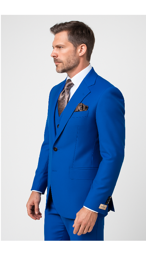 Royal Blue 3-Piece Suit – Rossi Man ELI RM110 Slim Fit Men’s Formalwear
