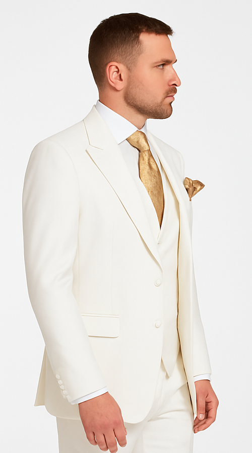 Tailored Men’s Suit in Winter White – Rossi Man ELI RM202 Formal 3-Piece Set