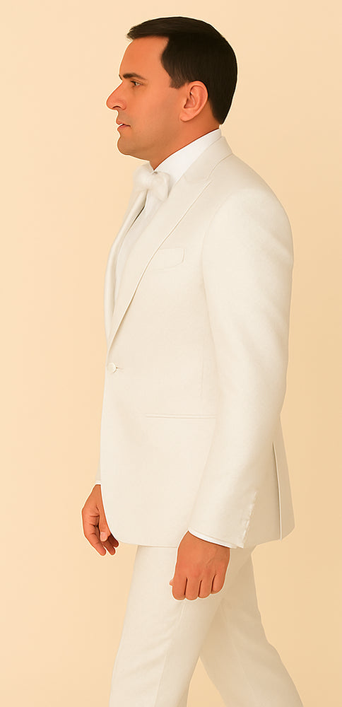 Rossi Man FORD RM1911 – Slim Fit White 3-Piece Suit for Men | Elegant Modern Formalwear