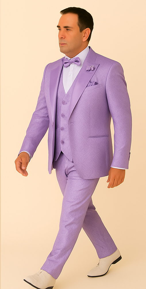 Rossi Man FORD RM1914 – Men's 3-Piece Slim Fit Suit in Purple | Timeless Modern Formalwear