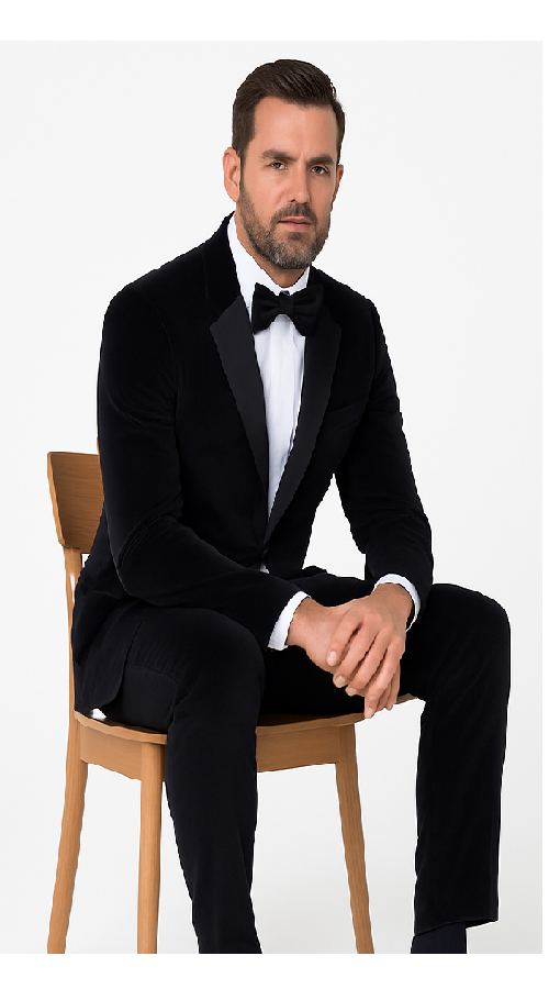 Black Men’s Suit – Rossi Man Leo RM1575 with Modern Sleek Fit