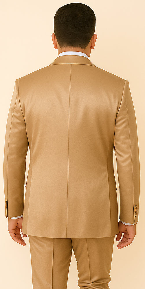 Rossi Man LEO RM1605 – Men's Gold Slim Fit 3-Piece Suit | Elegant Modern Formalwear