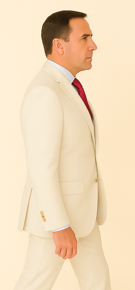 Rossi Man Slim Fit 3-Piece White Suit – Peak Lapel, Double-Breasted Vest & Flat Front Pants