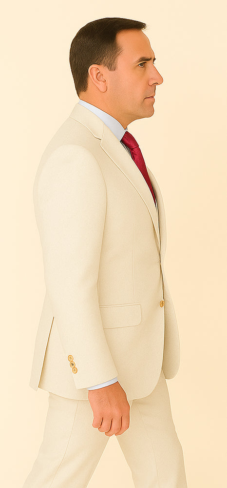 Rossi Man Slim Fit 3-Piece White Suit – Peak Lapel, Double-Breasted Vest & Flat Front Pants