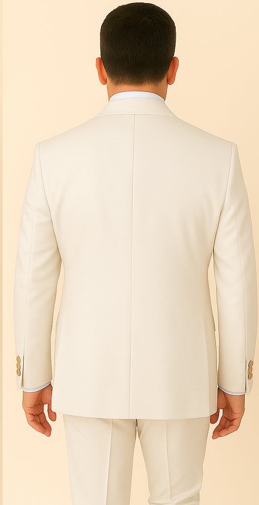 Rossi Man BOND RM1770 Slim Fit 3-Piece White Suit – 1-Button Peak Lapel, Stylish Men’s Formalwear