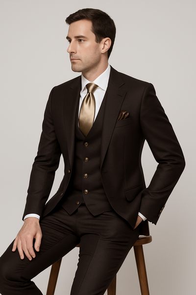 Chocolate Brown Slim Fit Suit – Rossi Man Max 3-Piece Formal Set