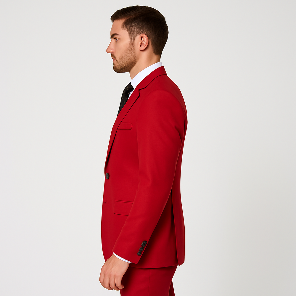 Rossi Man Max Slim Fit Formal Suit – 3-Piece Set in Bold Solid Red | RM1191