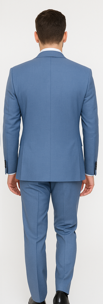 Rossi Man MAX RM1387 Slim Fit 3-Piece Suit – Stylish Solid Blue Formalwear for Men