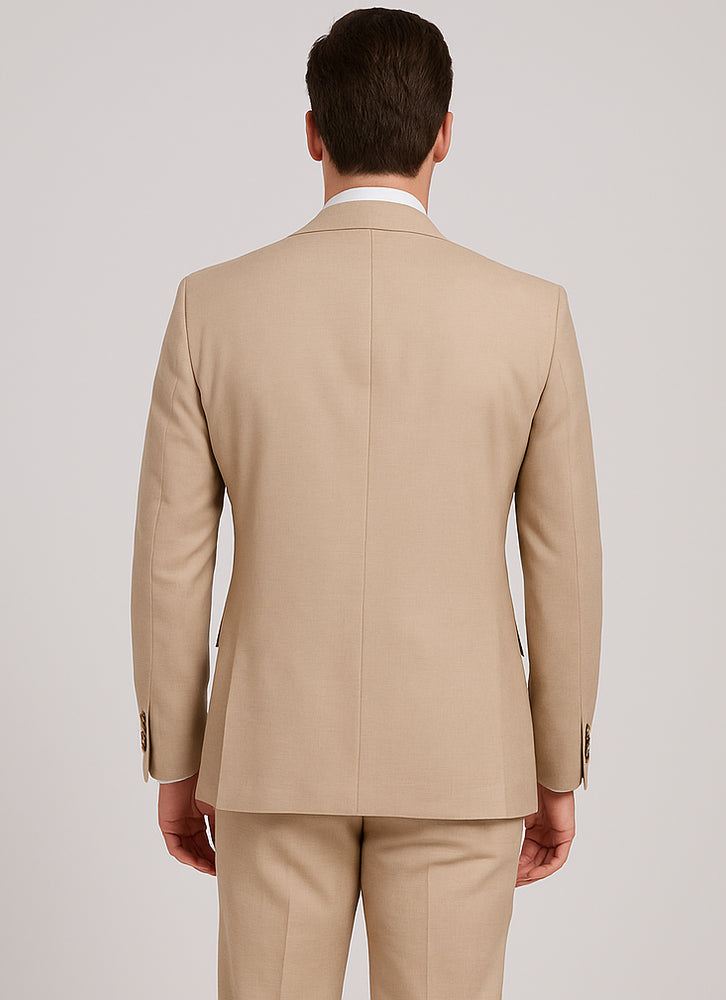 Rossi Man Max RM1391 – Slim Fit 3-Piece Men’s Suit in Solid Beige