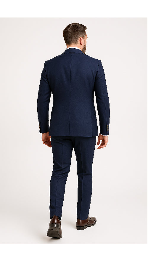 Modern 3-Piece Suit for Men – Rossi Man Max Tailored Slim Fit in Solid Navy | RM1393
