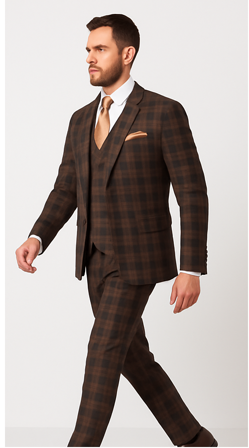 Brown Slim Fit 3-Piece Suit – Rossi Man Max Men’s Formalwear | RM1735