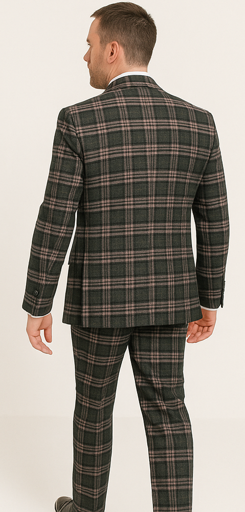 Rossi Man MAX RM1739 Slim Fit 3-Piece Suit – Stylish Black and Pink Tailored Suit for Men