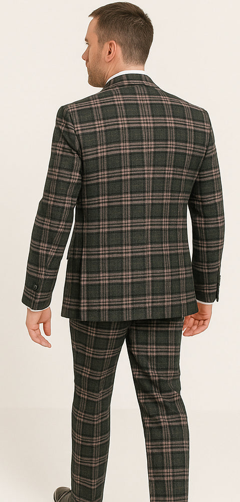 Rossi Man MAX RM1739 Slim Fit 3-Piece Suit – Stylish Black and Pink Tailored Suit for Men