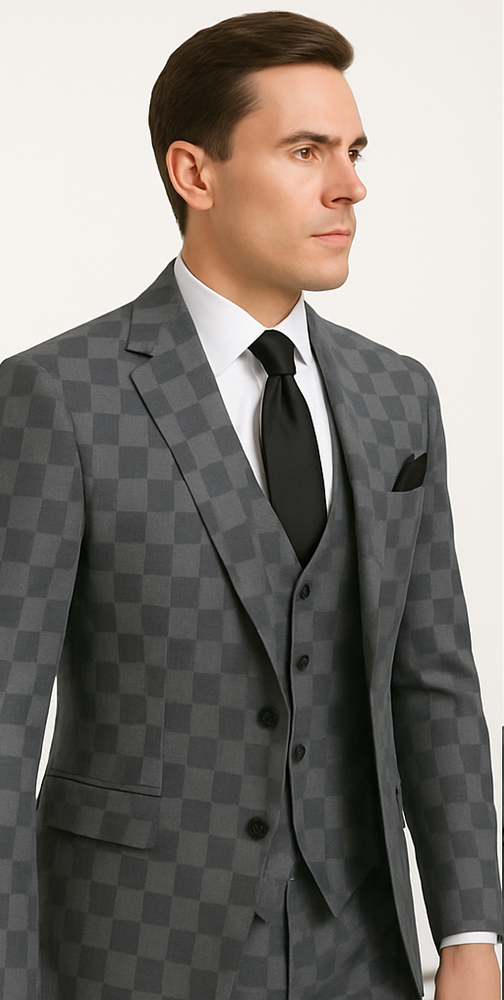Rossi Man MAX RM1836 Slim Fit 3-Piece Grey Suit – Tailored Formal Suit for Men