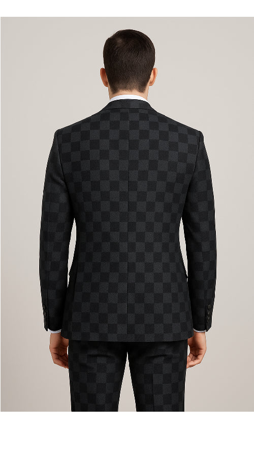 Rossi Man Max RM1837 – Men’s Slim Fit Tailored 3-Piece Suit in Black