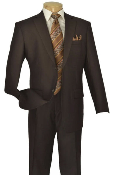 Apollo King Brown Wool Feel Suit: Modern Fit Two-Button Blazer