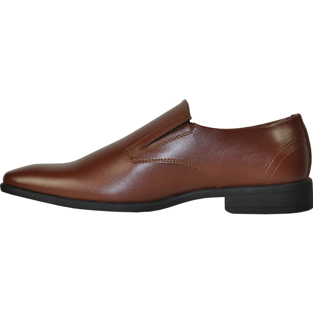 Bravo Mens Plain Pointy Square Toe Dress Loafer in Brown - Men's Dress Shoes