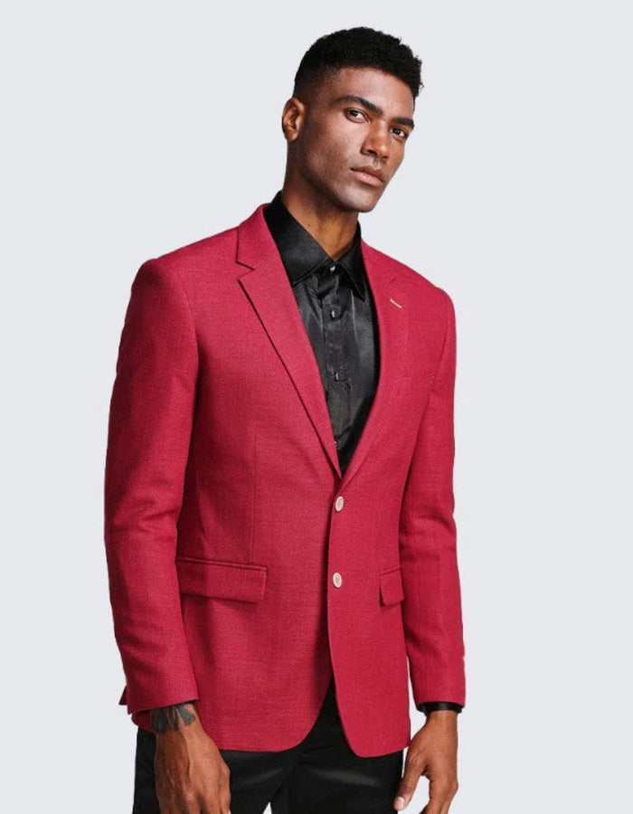 Red Two Button Slim Fit Two Button Notch Lapel - Wedding - Prom 2026
