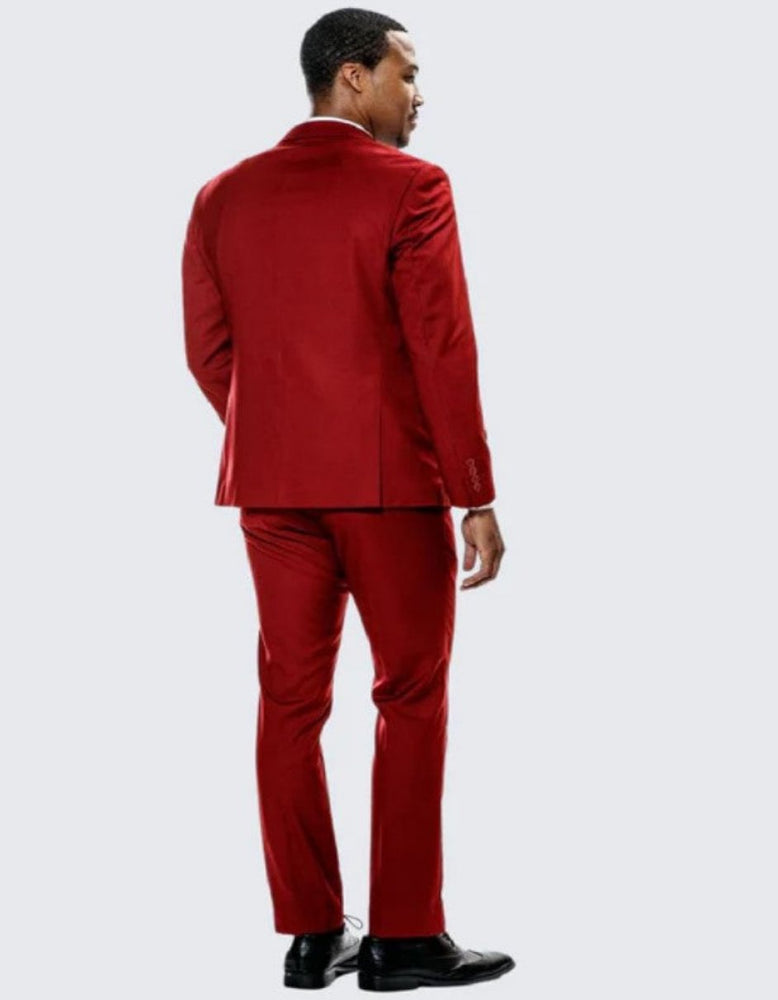 Red Skinny Fit Suit Three Piece Set Notch Label - Separates - Wedding - Prom 2026