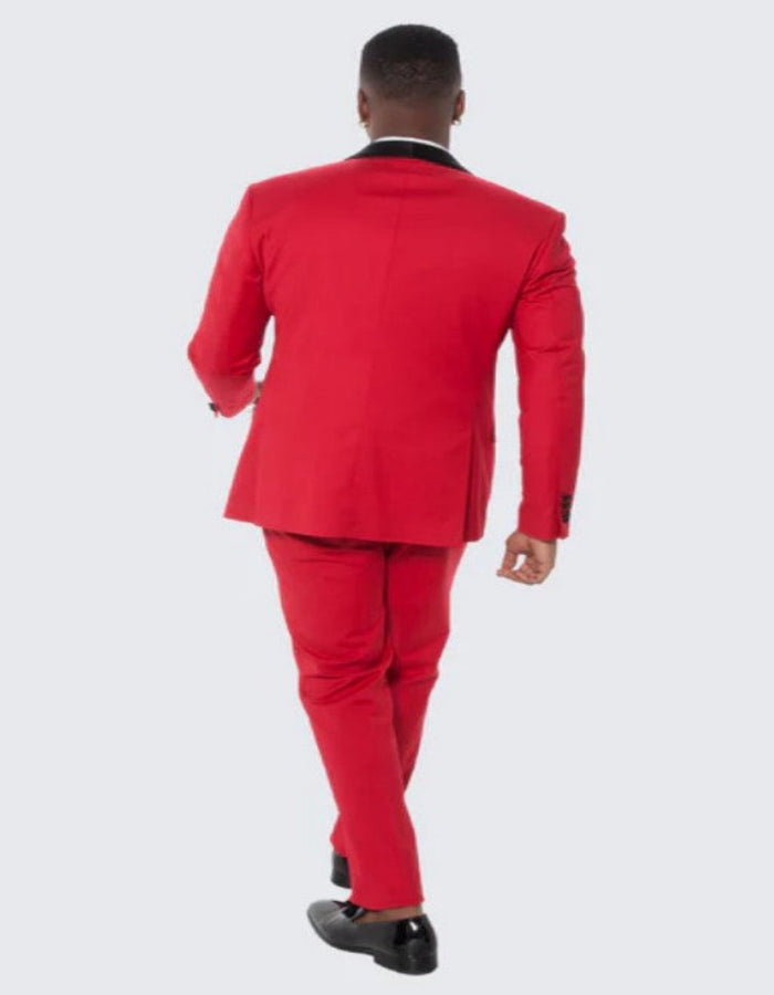 Red Tuxedo Three Piece Set Slim Fit with Large Shawl Lapel - Wedding - Prom 2026
