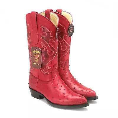 Men's Red Ostrich Print J Toe Cowboy Boots - Western Boots - Los Altos