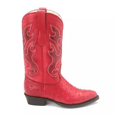 Men's Red Ostrich Print J Toe Cowboy Boots - Western Boots - Los Altos