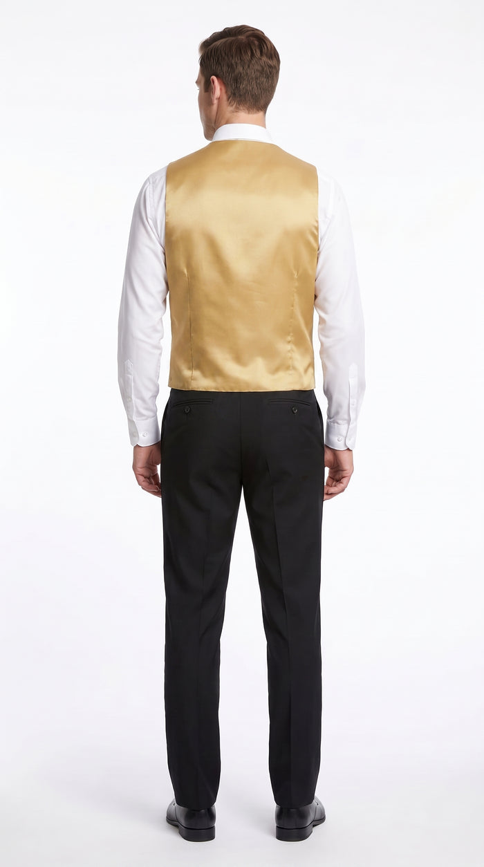 Men’s Gold Tuxedo Vest and Tie Set, Formal Wedding Waistcoat with Neck Tie