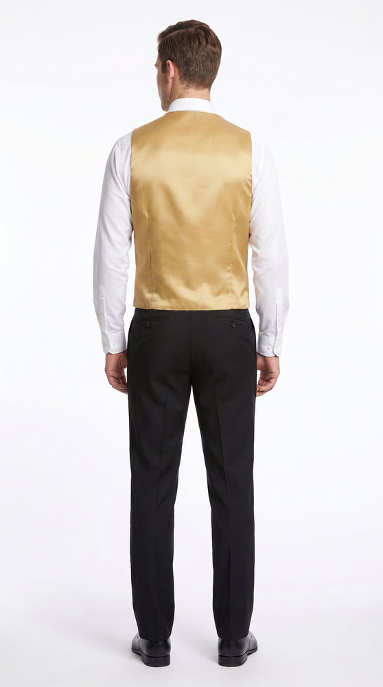 Men’s Gold Tuxedo Vest and Tie Set, Formal Wedding Waistcoat with Neck Tie