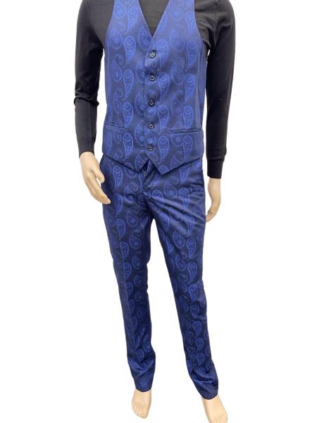 Paisley Suit - Royal Blue Prom 2026 Suit - Slim Fit Stage Suit