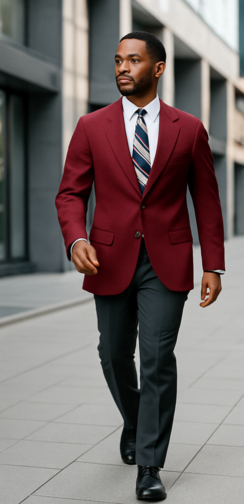 Ron Burgundy Suit - Light Burgundy Color Vested Suit