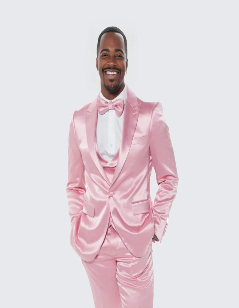Pink Satin Tuxedo Four Piece Peak Lapel Set - Wedding - Prom 2025